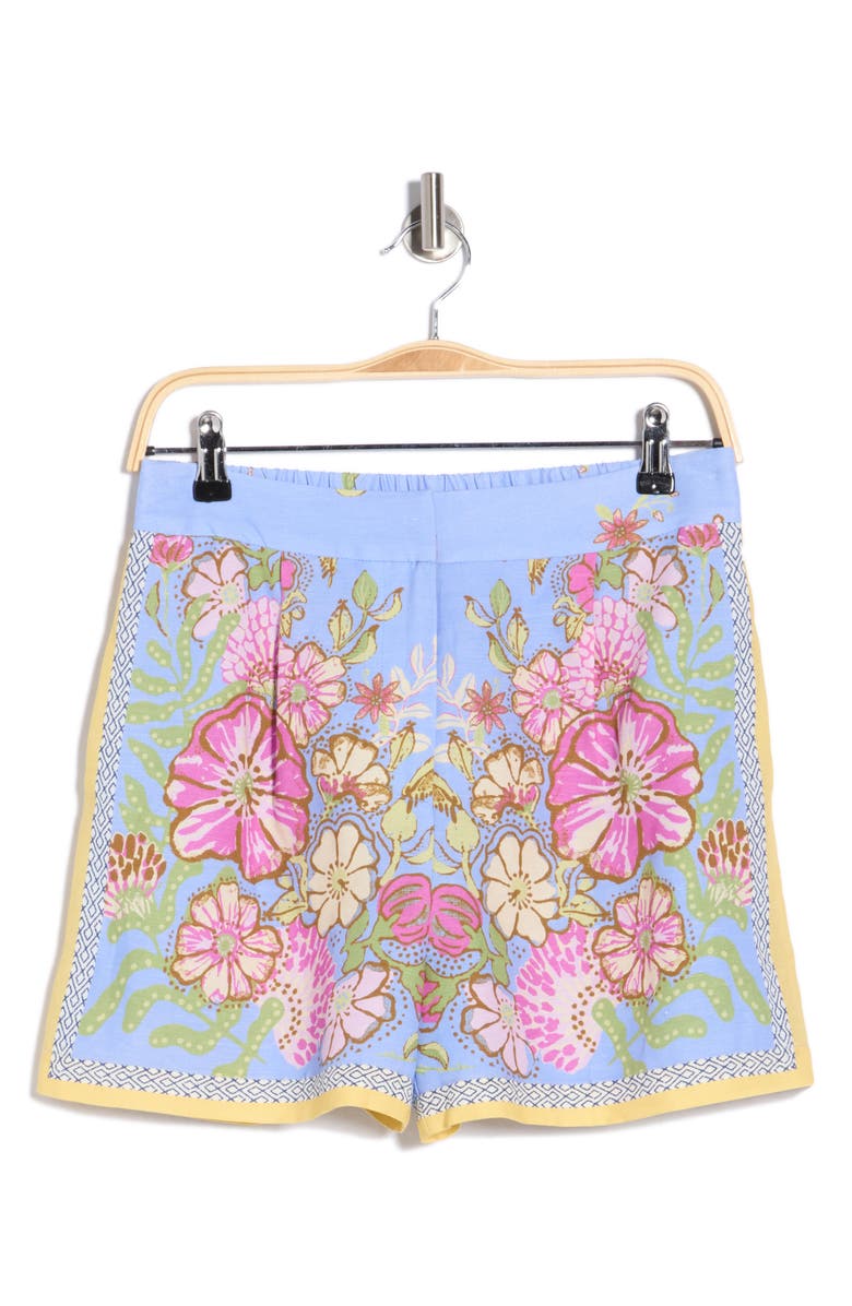 1901 Floral Border Stripe Shorts, Alternate, color, Blue-Pink Floral