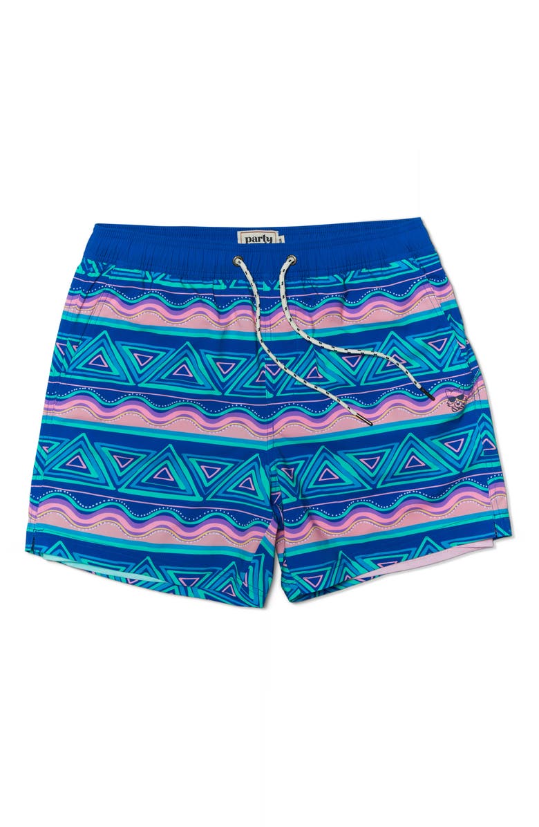 Party Pants Fiesta Stripe Sport Swim Trunks, Alternate, color, Aruba Blue