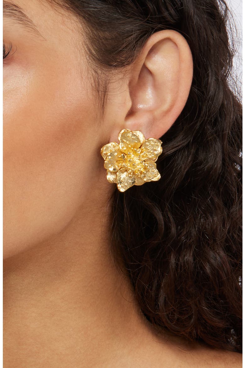 Dogwood Flower Earrings, Alternate, color, GOLD