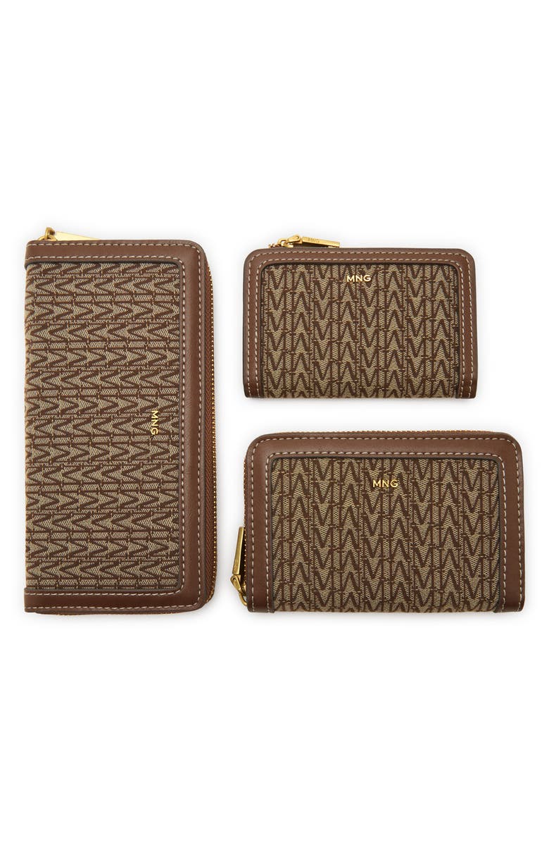 MANGO Large Logo Jacquard Zip Wallet, Alternate, color, Chocolate