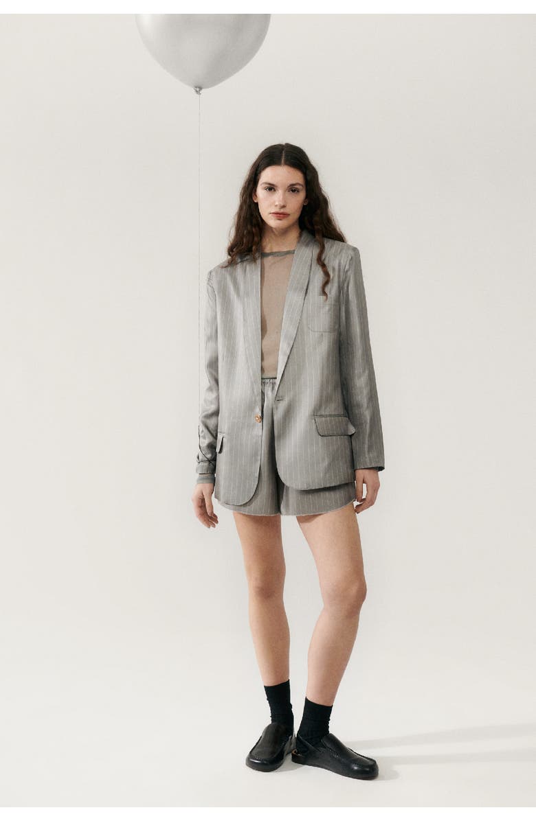 SILK LAUNDRY TWILL MIAMI BLAZER MOON PINSTRIPE, Main, color, 