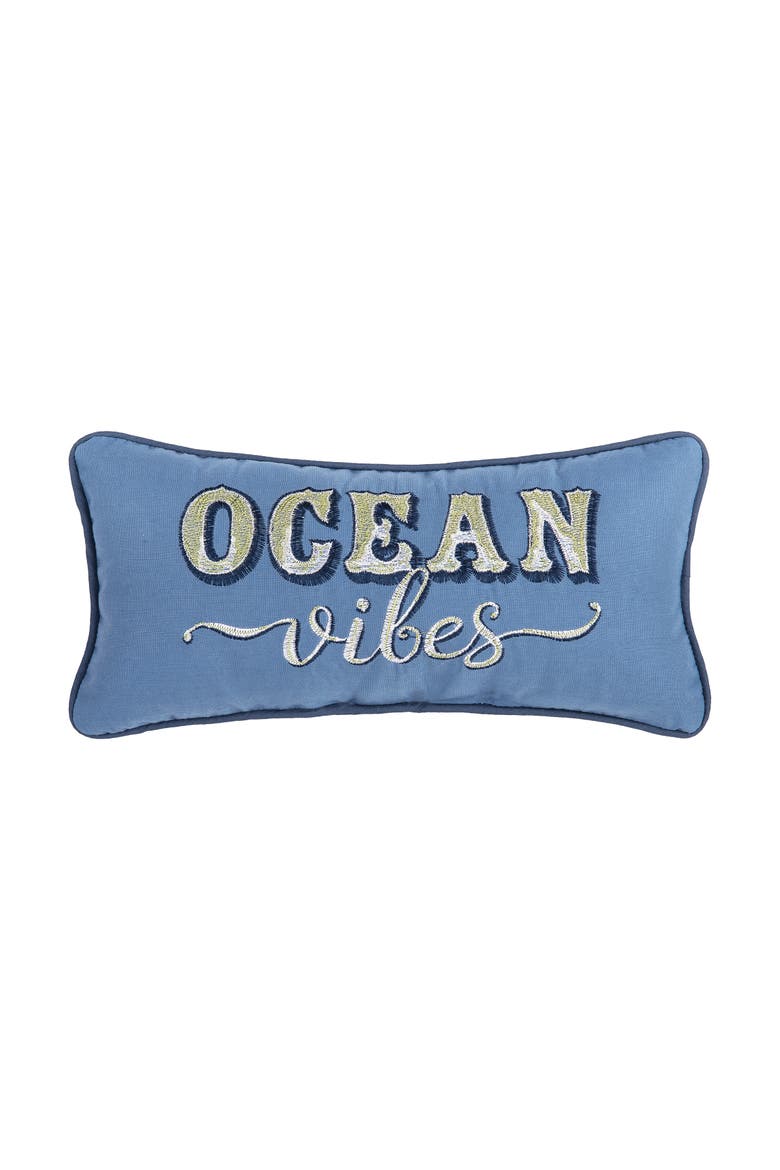 "Ocean Vibes" Small Petite Mini Lumbar Accent Pillow 6" x 12", Main, color, Blue