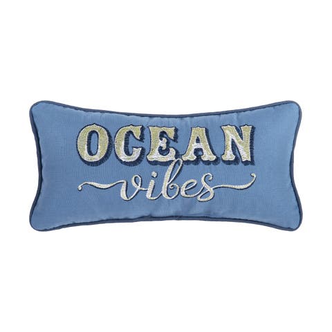 "Ocean Vibes" Small Petite Mini Lumbar Accent Pillow 6" x 12"