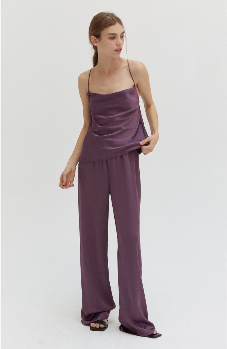 CRESCENT Textured Satin Cowl Back Satin Top, Alternate, color, 