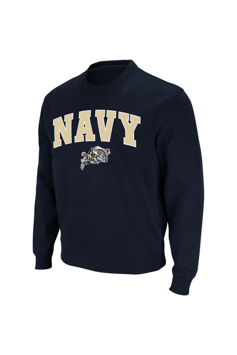 Men's Colosseum Navy Navy Midshipmen Arch & Logo Crew Neck Sweatshirt, Main, color, Navy