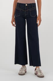 KUT from the Kloth High Waist Raw Hem Wide Leg Jeans