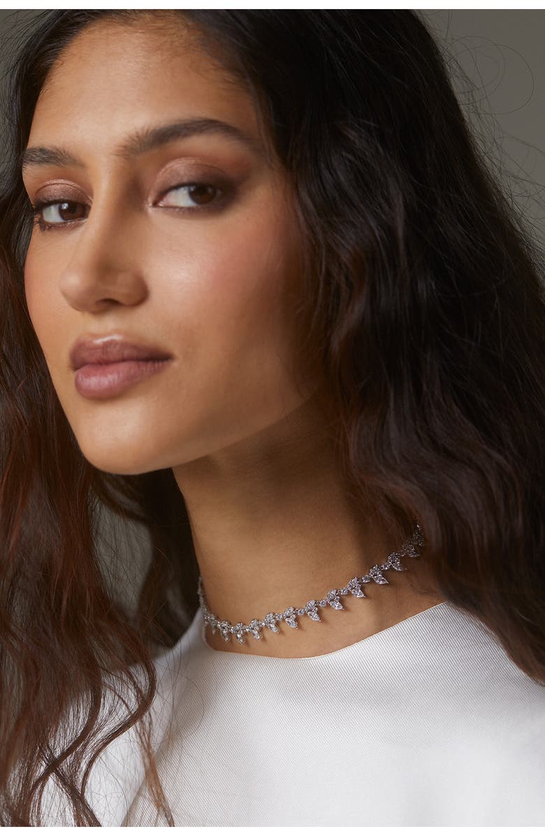 Nadri Ravish Half Vine Necklace, Alternate, color, Rhodium