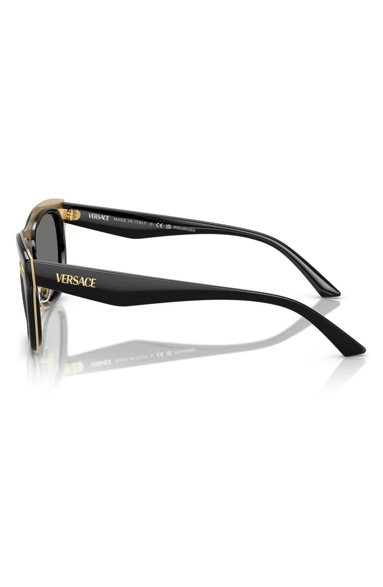 Versace 53mm Polarized Rectangular Sunglasses, Alternate, color, Black