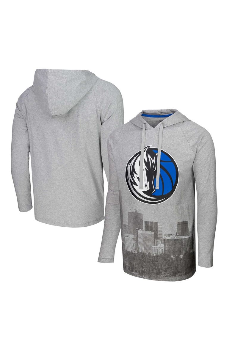 Men's Stadium Essentials Heather Gray Dallas Mavericks Atrium Raglan Long Sleeve Hoodie T-Shirt, Alternate, color, Heather Gray