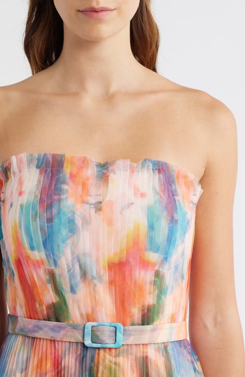 Hutch Pleated Strapless Belted Fit & Flare Cocktail Dress In Multi