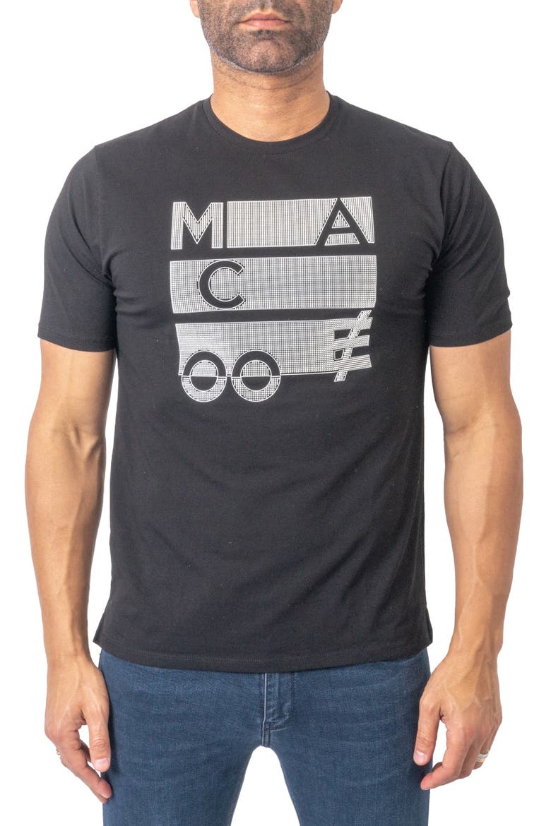 Stretch Cotton Graphic Logo Tee, Main, color, BLACK