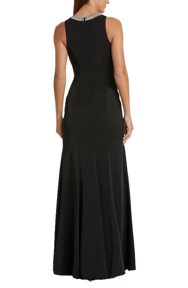 Mac Duggal Embellished Neck Trumpet Gown, Alternate, color, Black