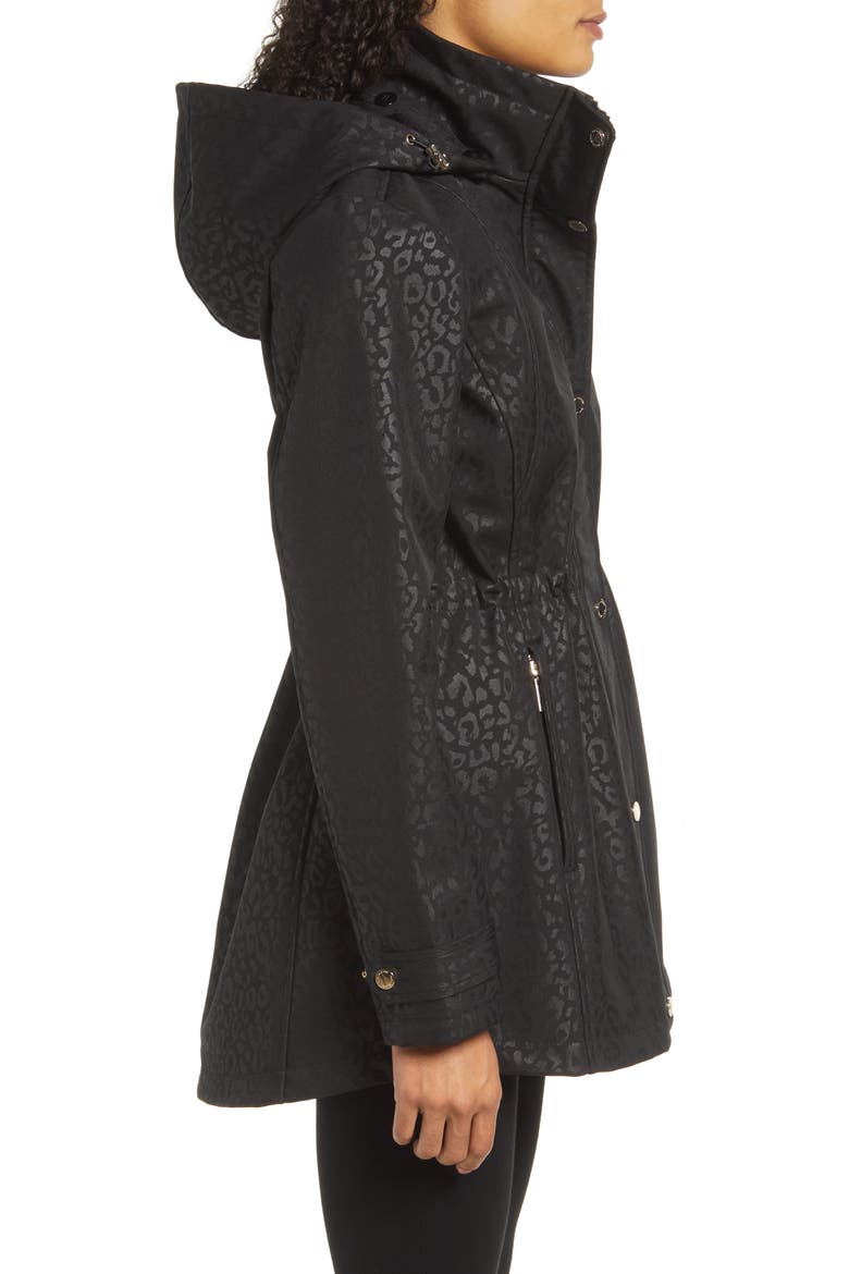Soft Shell Water Resistant Raincoat, Alternate, color, LEOPARD