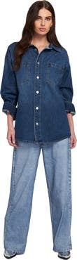 ELLE Collection Feather Soft Denim Shirt Button Down Top