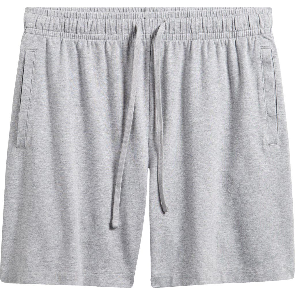 Skims Stretch Cotton Blend Jersey Lounge Shorts In Heather Grey