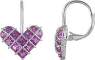 FZN Created Pink Sapphire Heart Drop Earrings