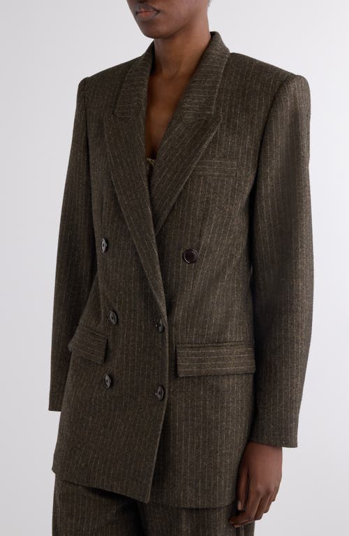 Isabel Marant Jevima Pinstripe Double Breated Wool Blend Blazer In Brown