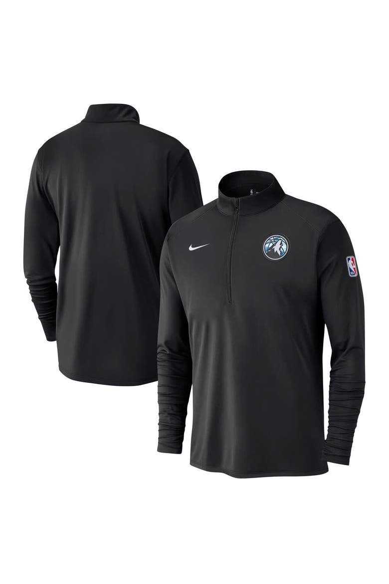 Men's Nike Black Minnesota Timberwolves 2024/25 City Edition Authentic Coaches Performance Half-Zip Top, Main, color, Black