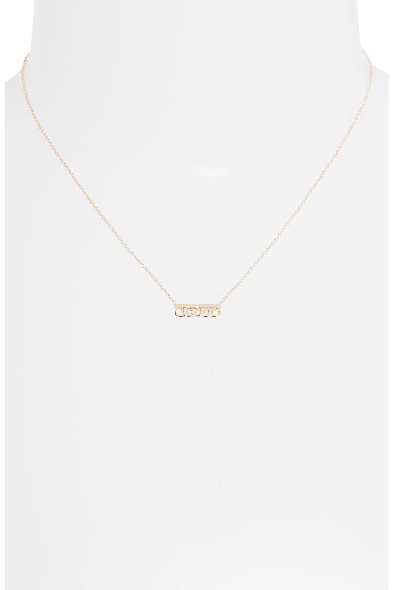 Curb Chain Bar Pendant Necklace, Alternate, color, 14K YG