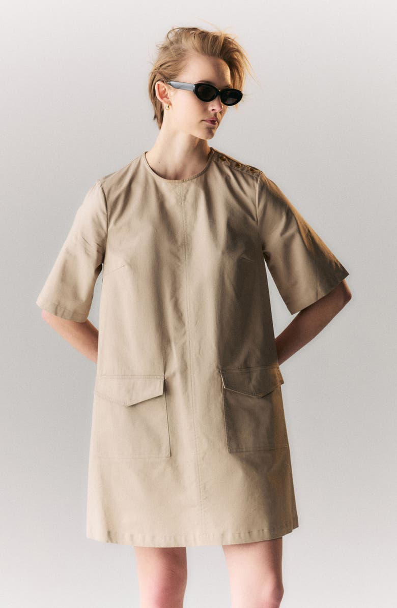 Barbour Luna Cotton Swing Minidress, Alternate, color, Light Sand