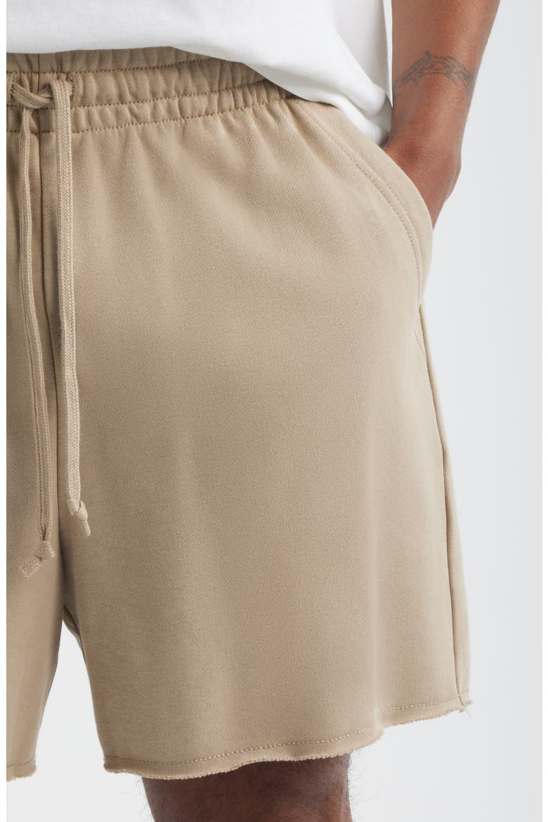 Frayed Terry Sweat Shorts, Alternate, color, TAN TEAK