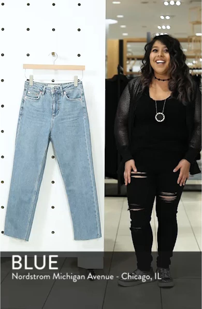 Petite Bleached Straight Jeans, sales video thumbnail