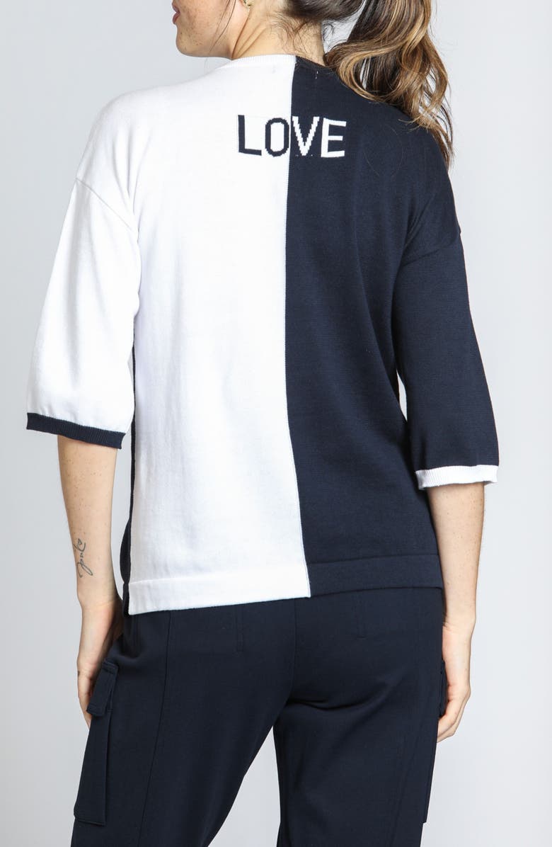 APNY Heart Two-Tone Cotton Sweater, Alternate, color,