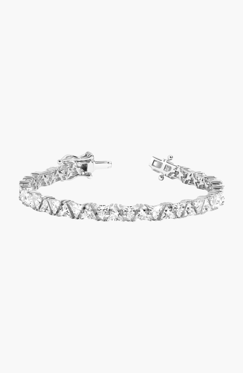 Aurate New York Lab Grown White Sapphire Trillion Tennis Bracelet In Metallic