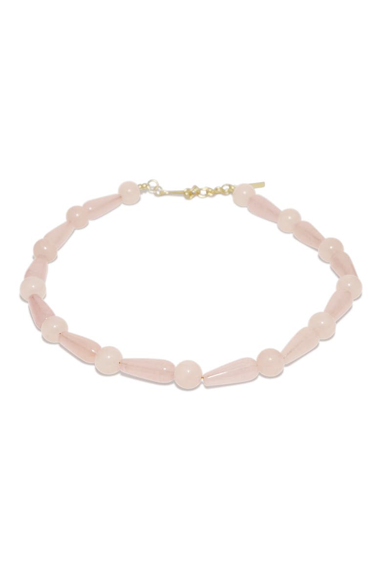 The Depths of Time Chalcedony Beaded Necklace, Alternate, color, PINK 18CT GOLD PLATED