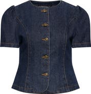 LIONESS Femme Denim Button-Up Top
