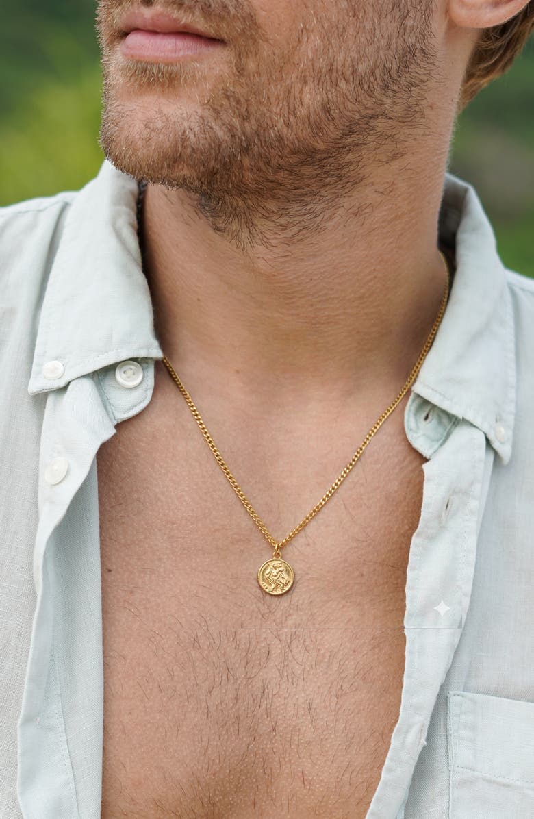 Estella Bartlett St. Christopher Pendant Necklace, Alternate, color, Gold
