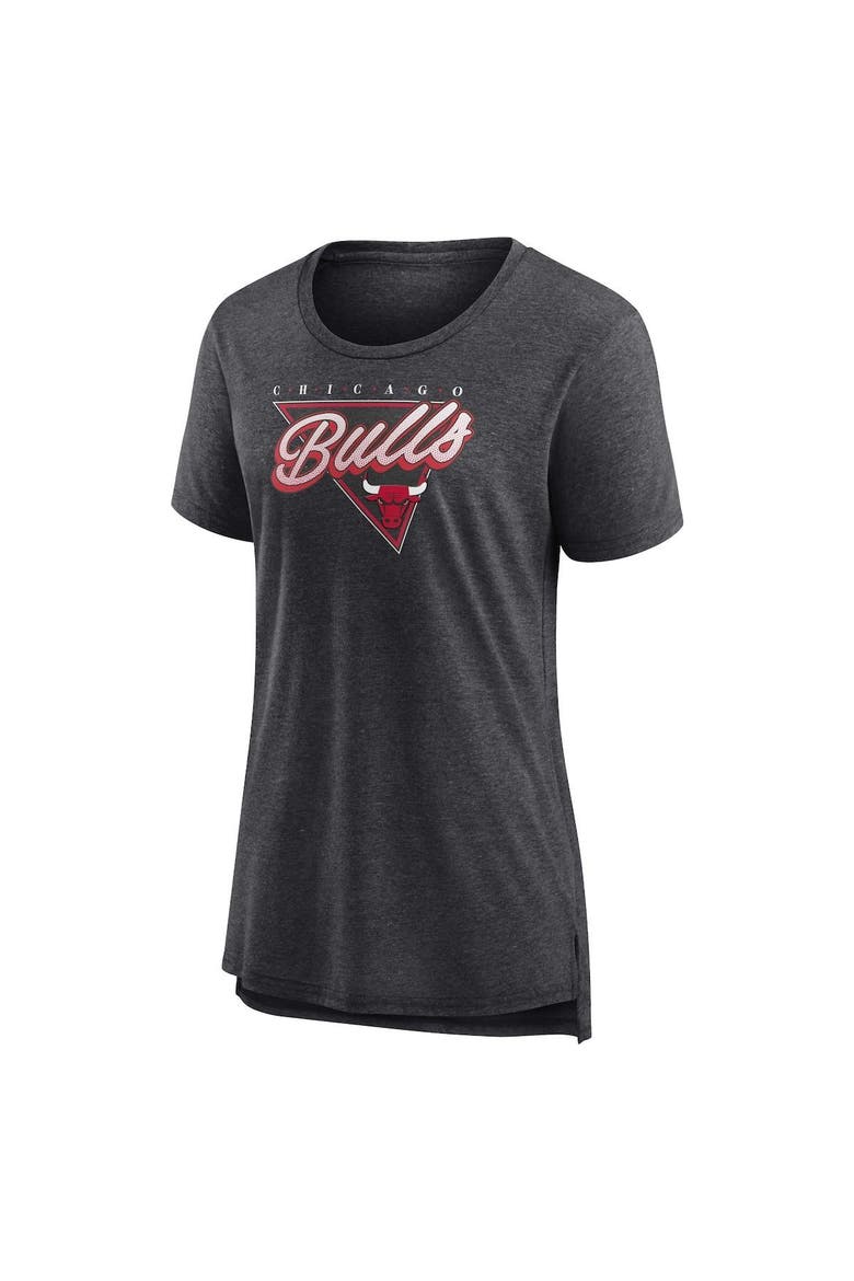 Women's Fanatics Branded Heathered Charcoal Chicago Bulls True Classics Tri-Blend T-Shirt, Alternate, color, Heather Charcoal