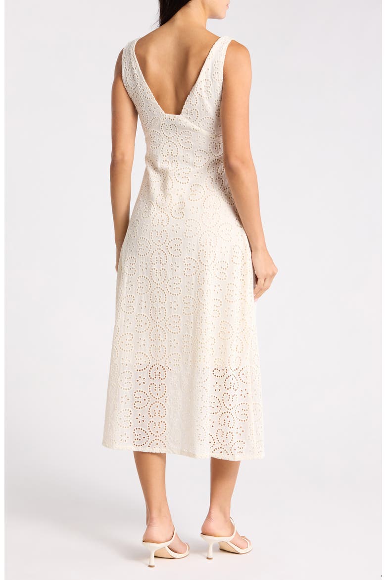 Crista Embroidered Eyelet Cotton A-Line Dress, Main, color, CREME