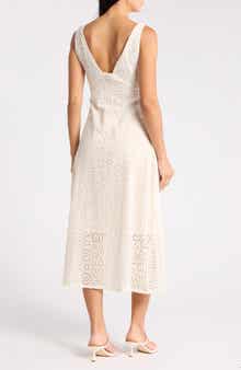 Crista Embroidered Eyelet Cotton A-Line Dress