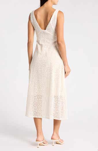 FRNCH Crista Embroidered Eyelet Cotton A-Line Dress