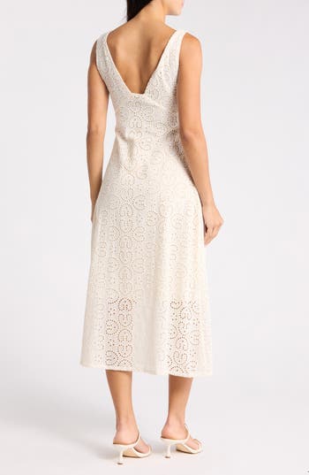 Frnch Crista Embroidered Eyelet Cotton A-line Dress In Sand
