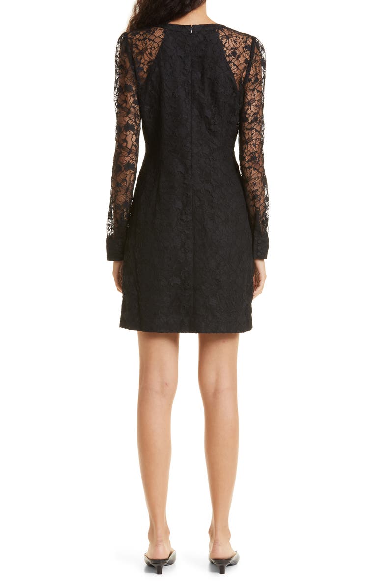 Club Monaco Sheer Long Sleeve Lace Minidress, Alternate, color, 