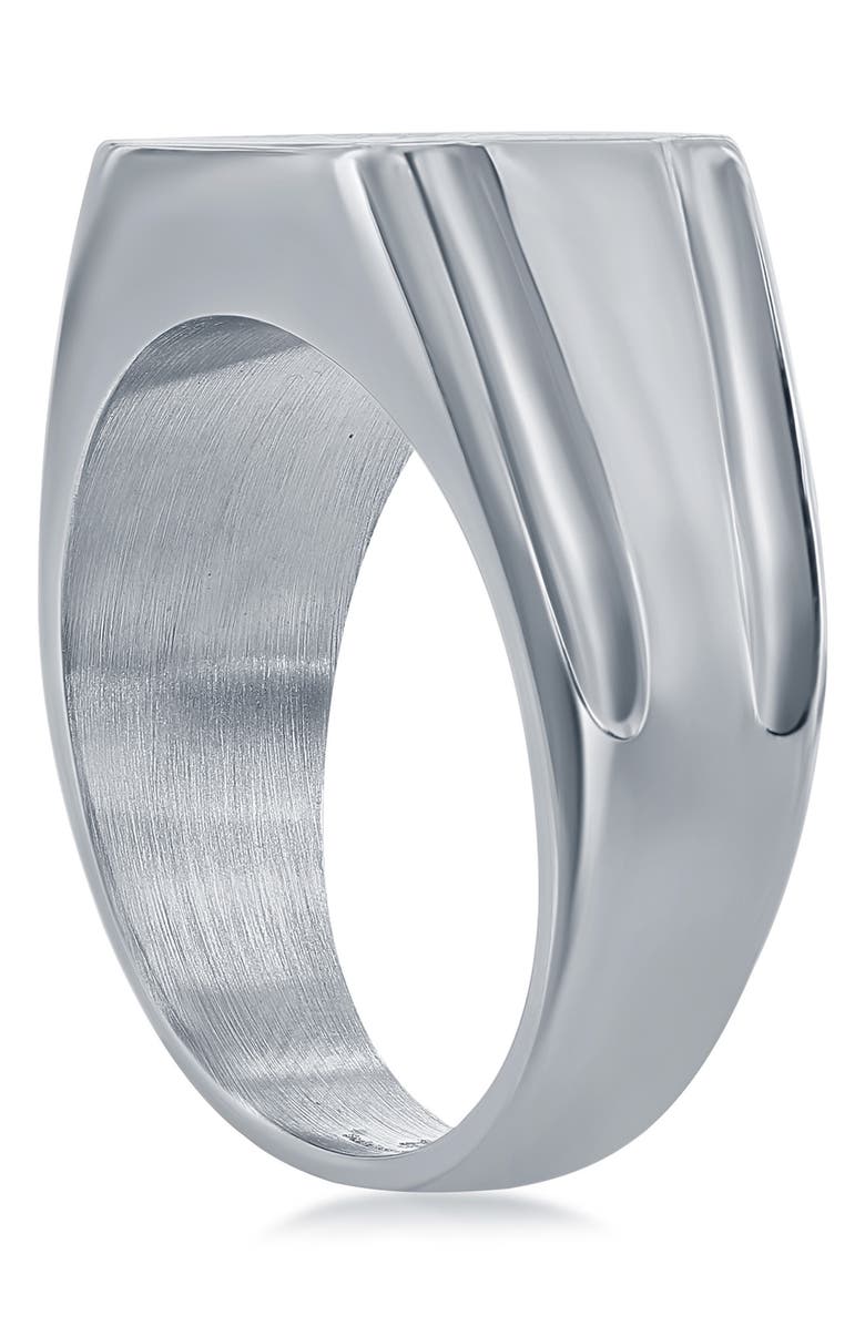 BLACKJACK Men's Stainless Steel Pavé CZ Square Ring, Alternate, color, 