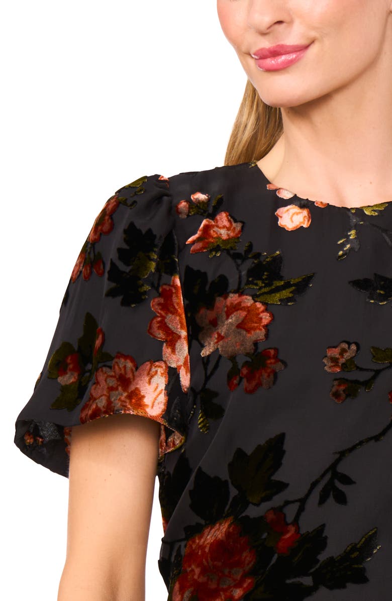 Ted Baker Velvet Burnout Flutter Sleeve Top, Alternate, color, Rich Black 060