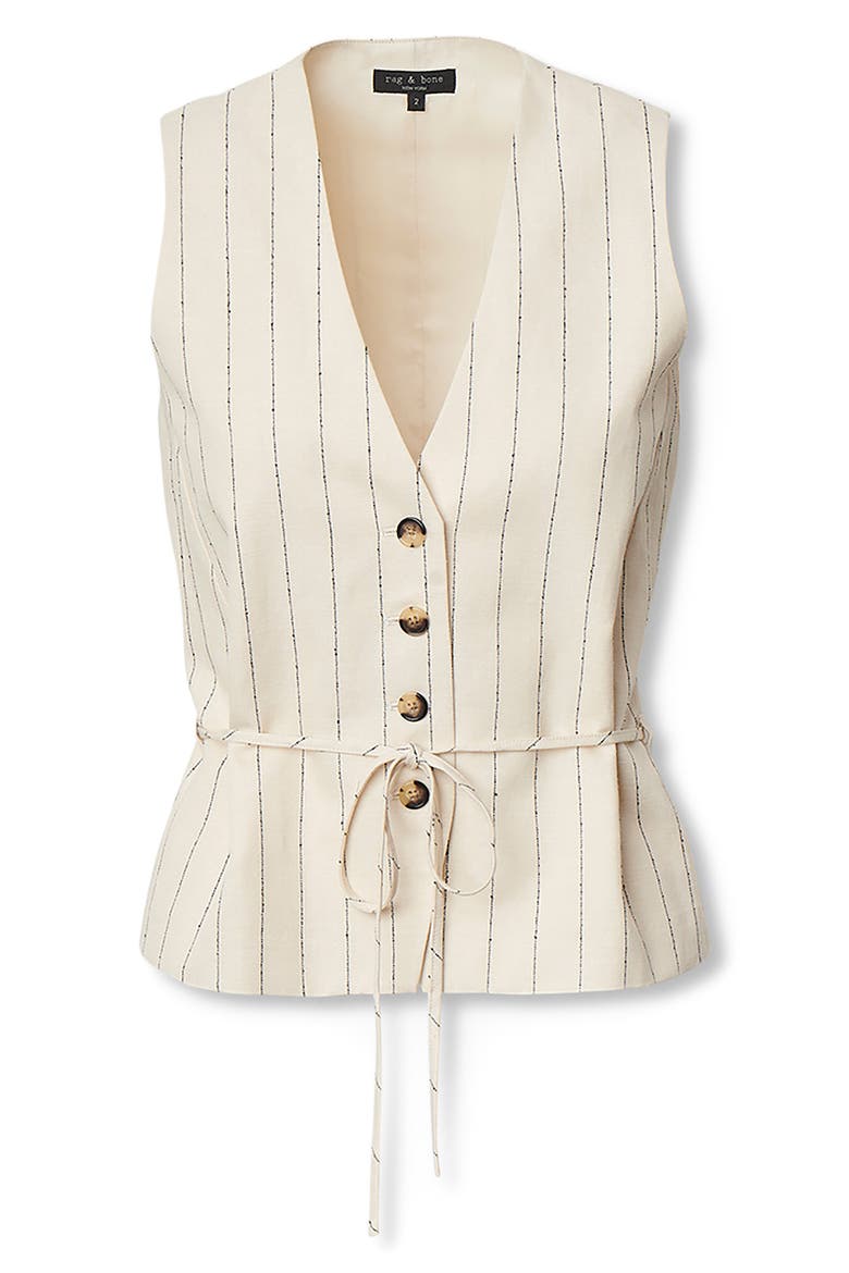 Paulette Tie Waist Stripe Vest, Alternate, color, WHITE STRIPE