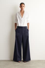 COS Cotton-twill Wide-leg Turn-up Pants