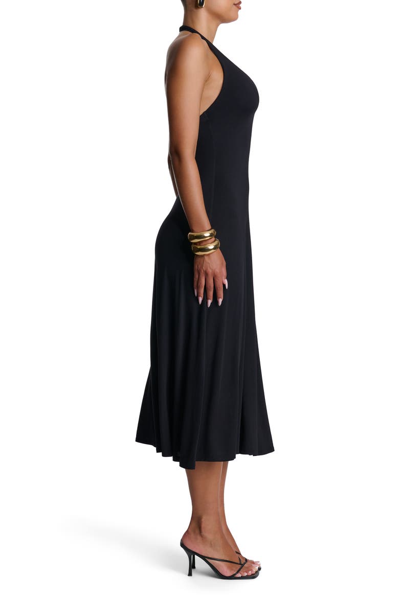 Halter Midi Dress, Alternate, color, BLACK