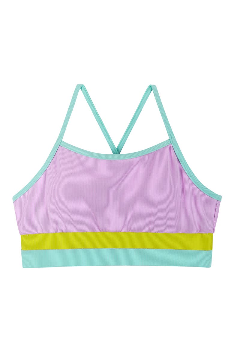 Kids' Rib Colorblock Two-Piece Swimsuit, Alternate, color, PURPLE