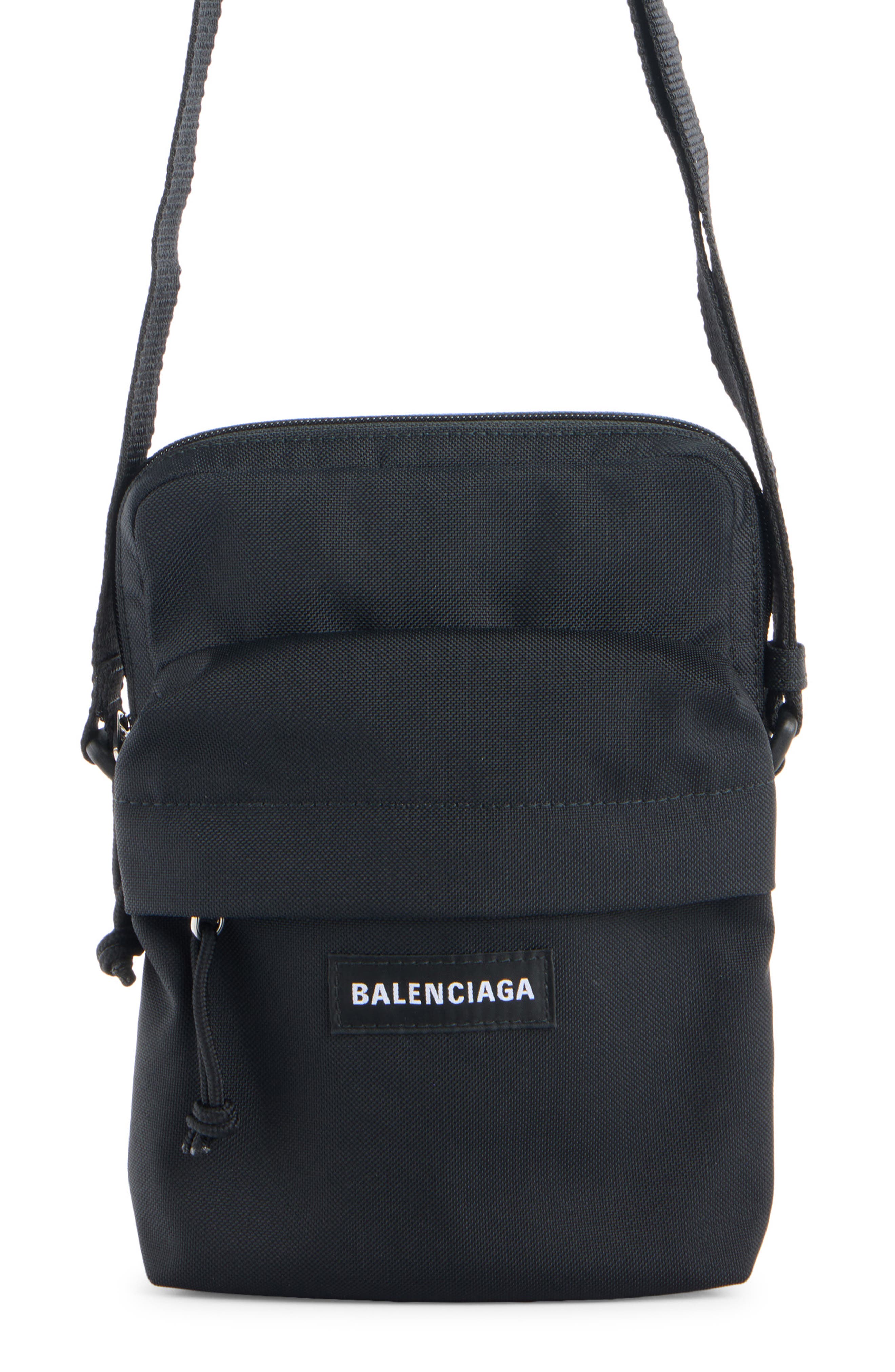 Balenciaga Explorer Canvas Crossbody Pouch, Main, color, 1000 Black