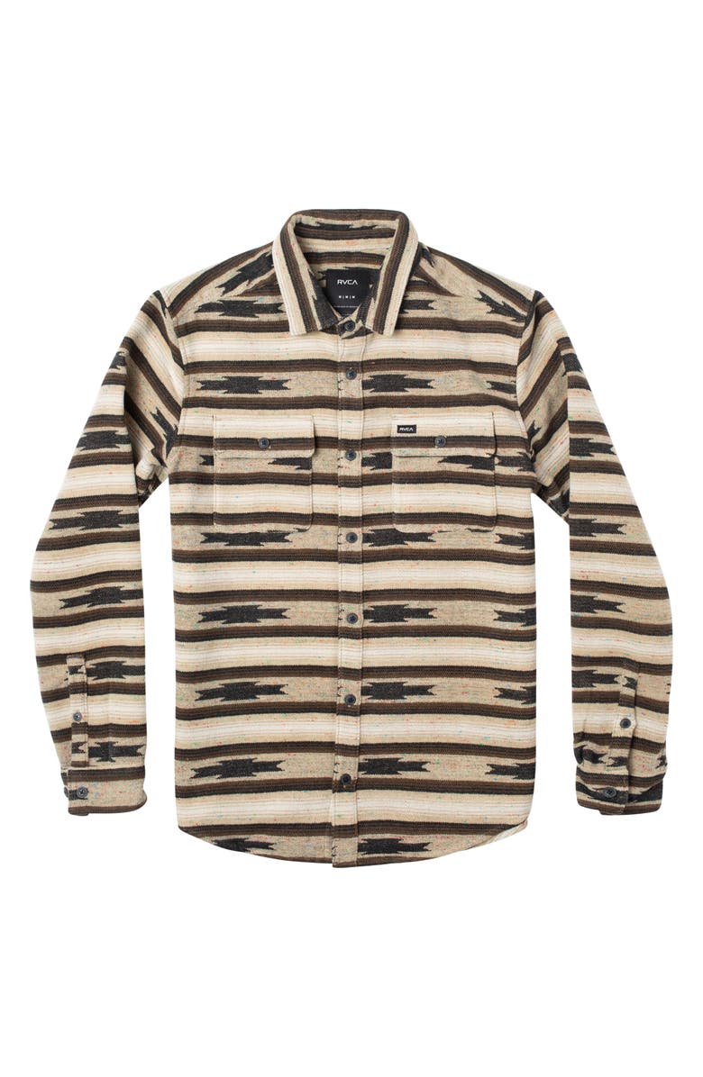 RVCA Blanket Stripe Button-Up Overshirt, Alternate, color, 