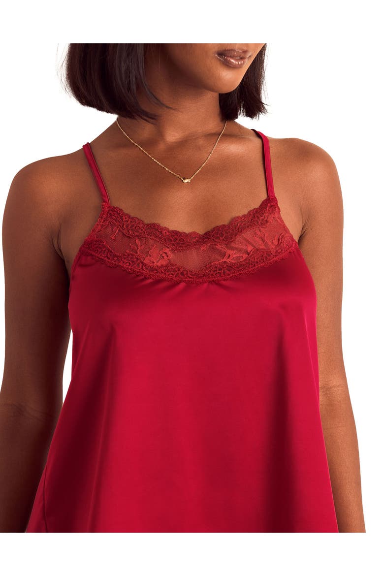 Tiani Pajama Cami And Shorts Set, Alternate, color, Dark red