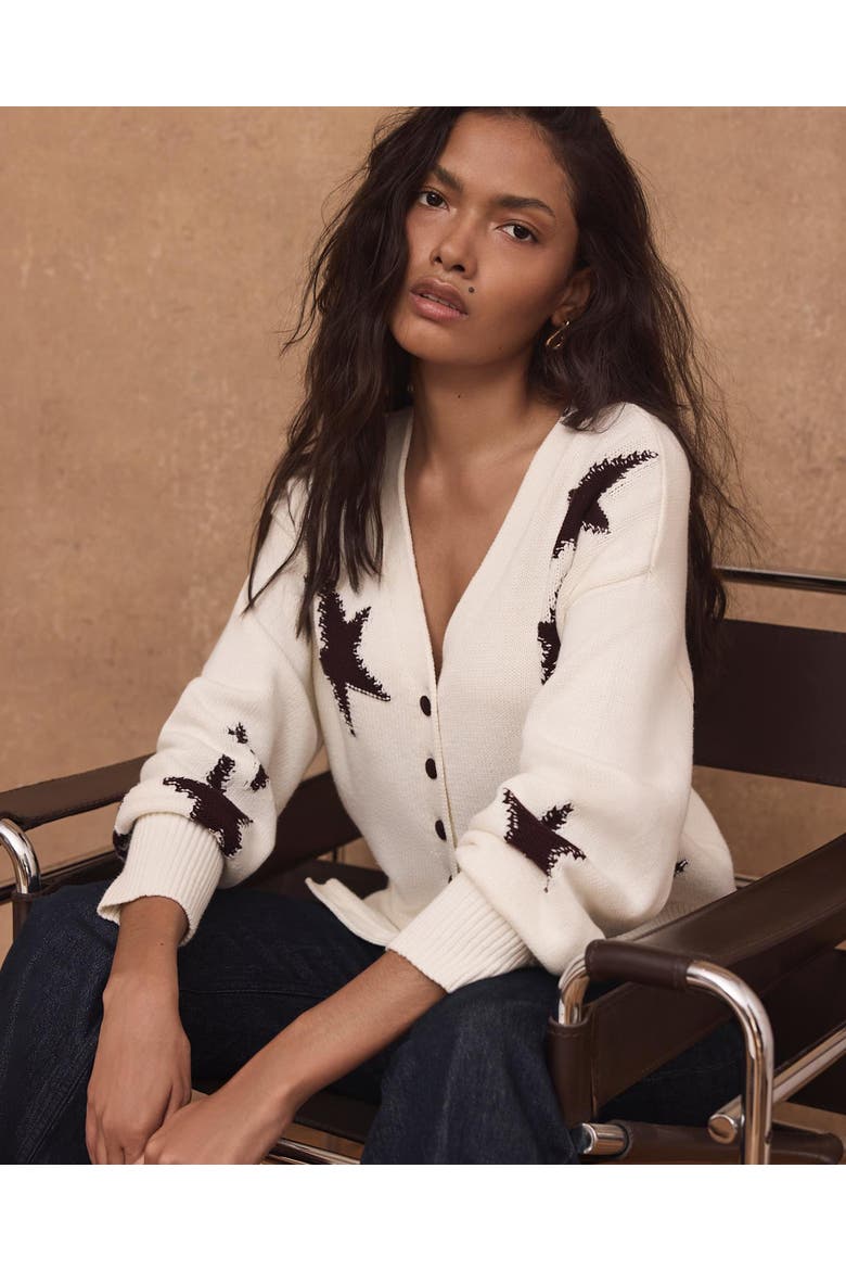 Cotton Star Detail Cardigan, Alternate, color, Ivory