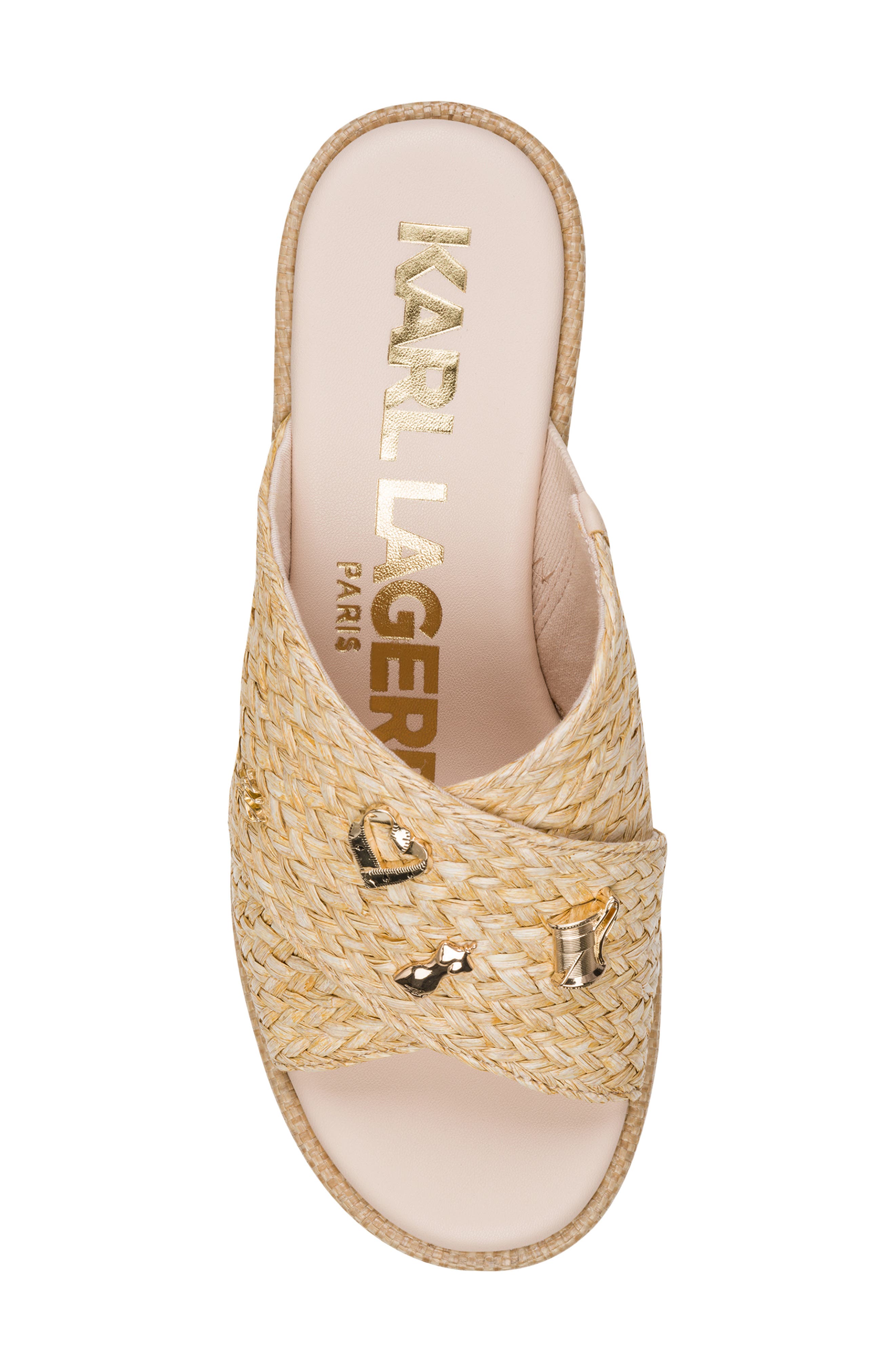 KARL LAGERFELD PARIS Caleigh Woven Platform Wedge Sandal, Alternate, color, Natural