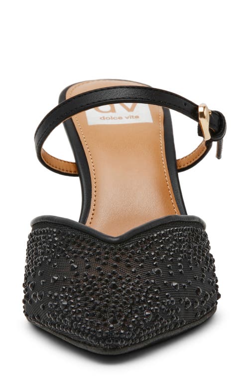 Dolce Vita Kanika Crystal Heels Black Metallic Fabric In Black