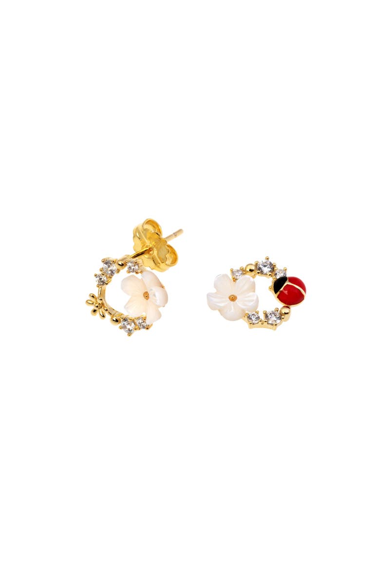 Ladybird Earrings, Main, color, Silver Gold Plated